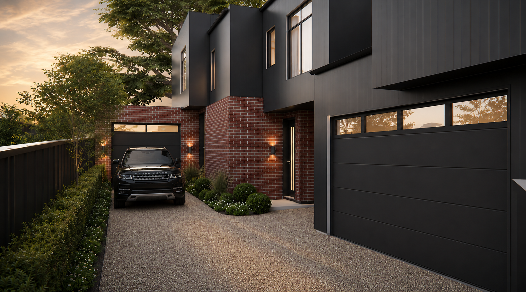 Boutique townhouse development designed by Melbourne architects with refined facade detailing, natural textures and modern architectural character