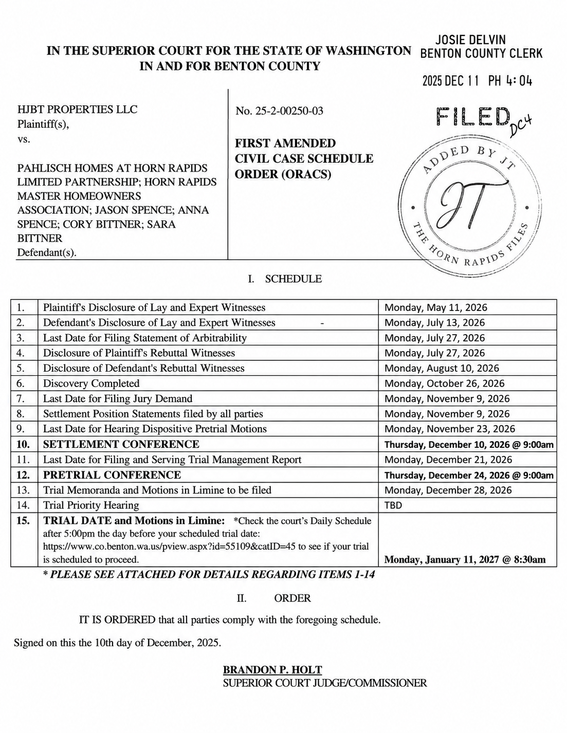 Case Schedule