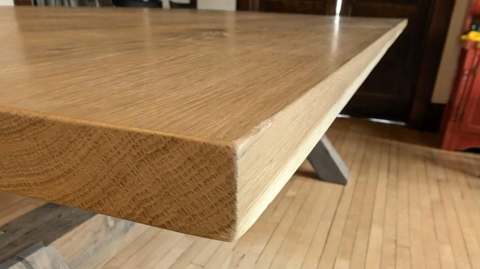 Two-inch white oak tabletop edge detail