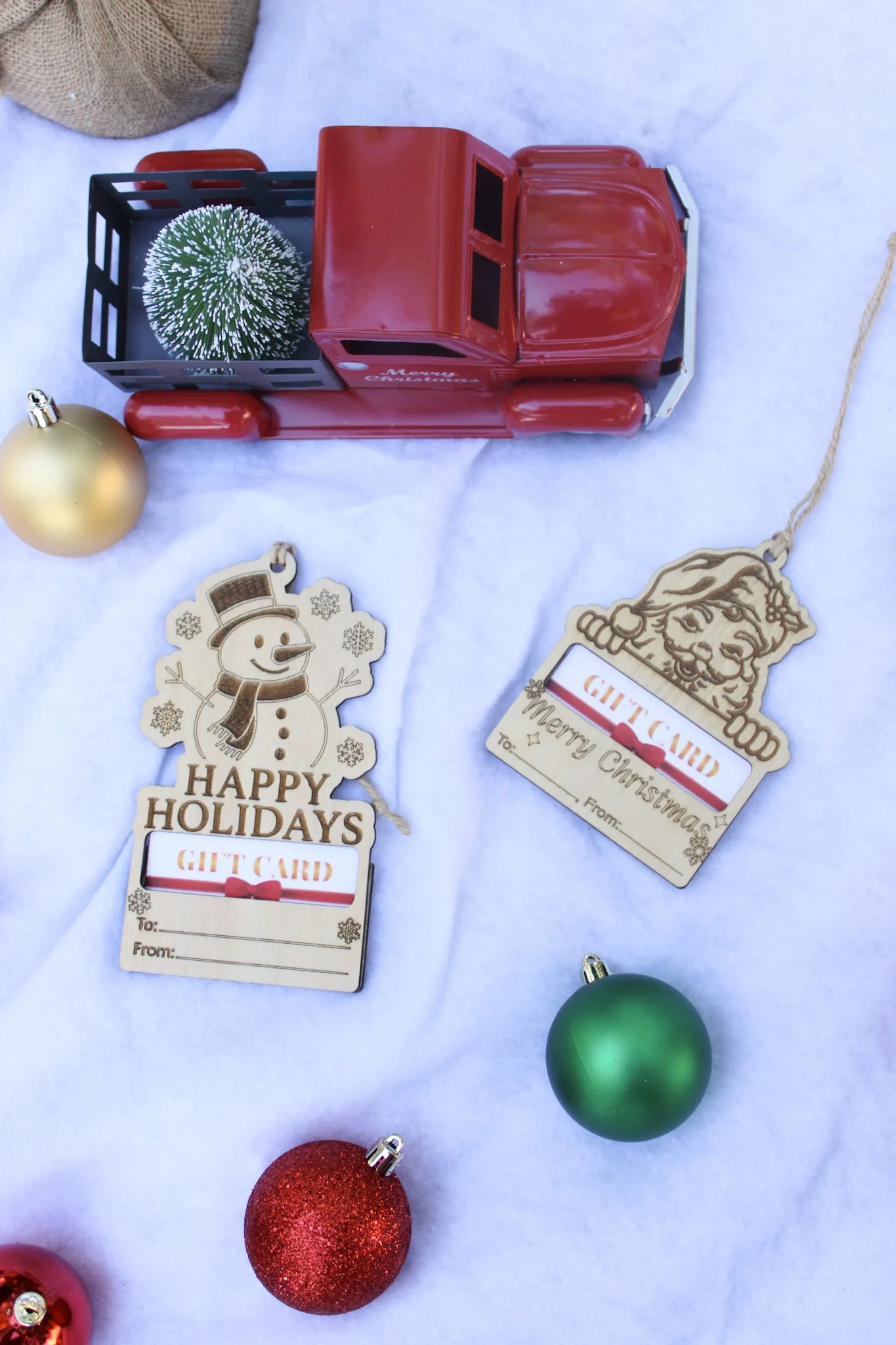 WOODEN GIFT CARD ORNAMENTS