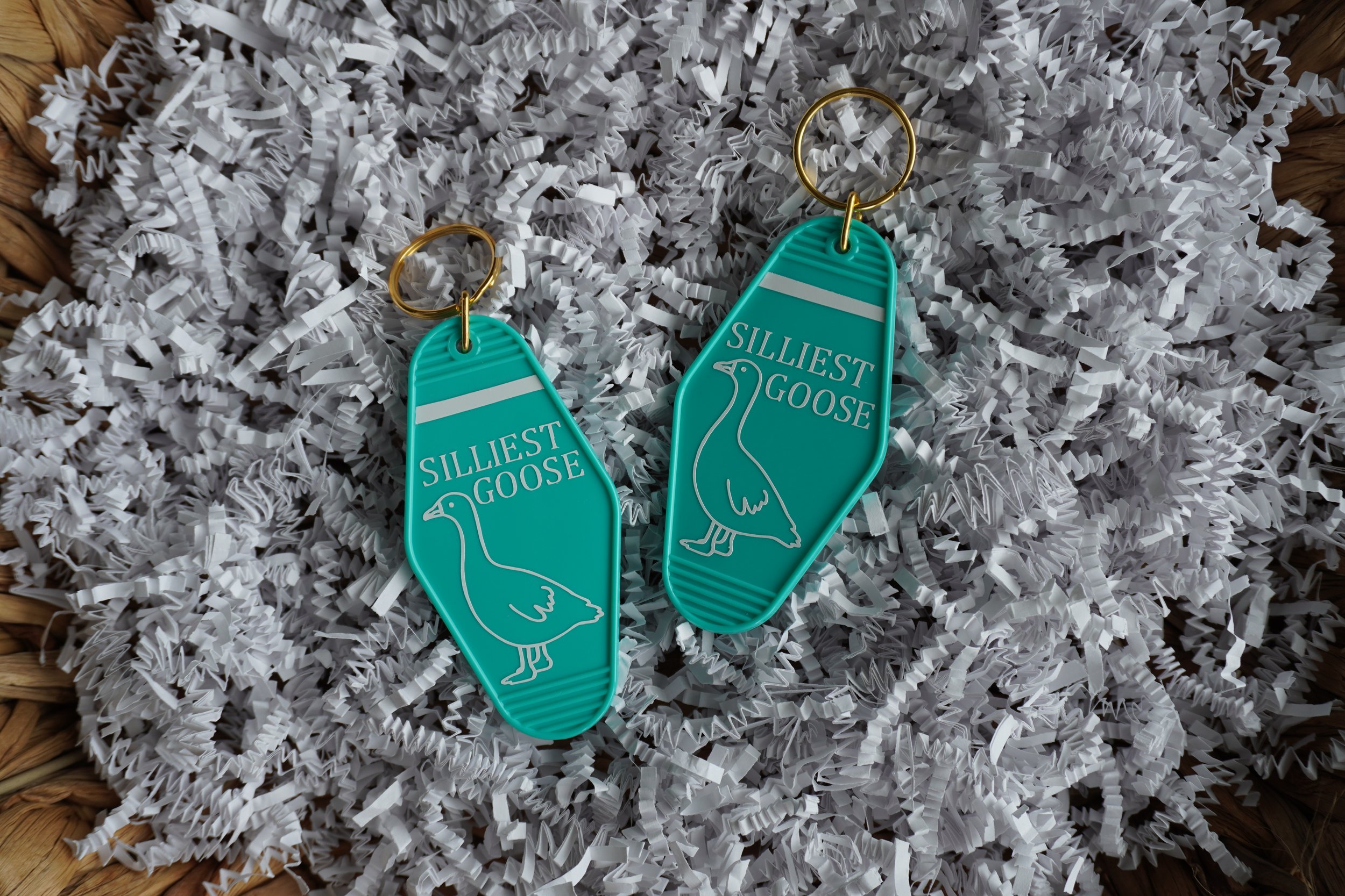 SILLIEST GOOSE MOTEL KEYCHAIN