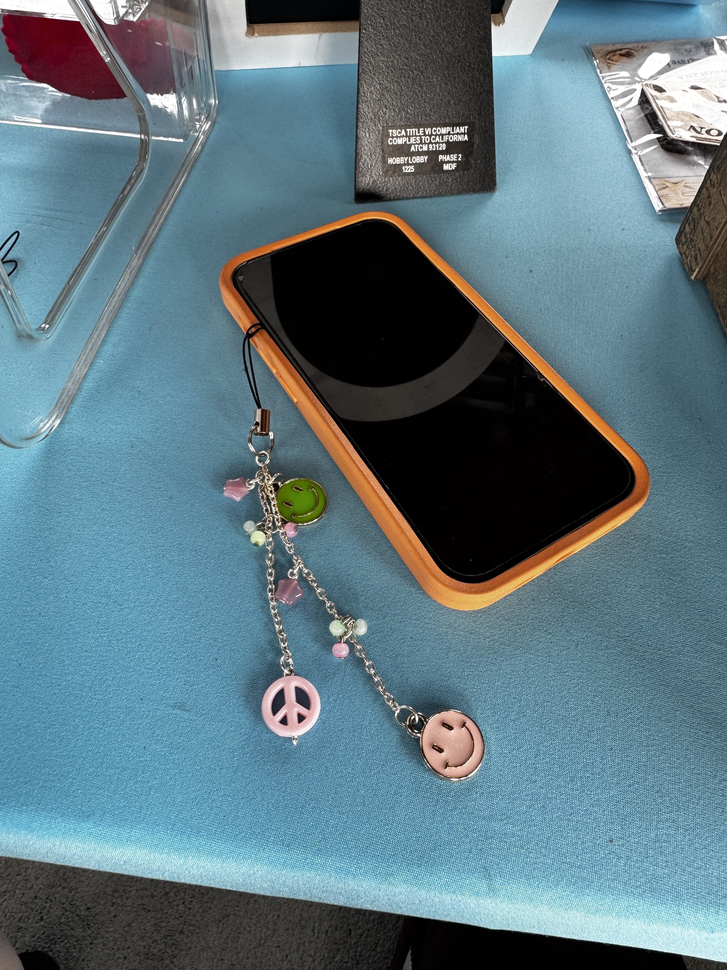 PEACE AND LOVE PHONE CHARM