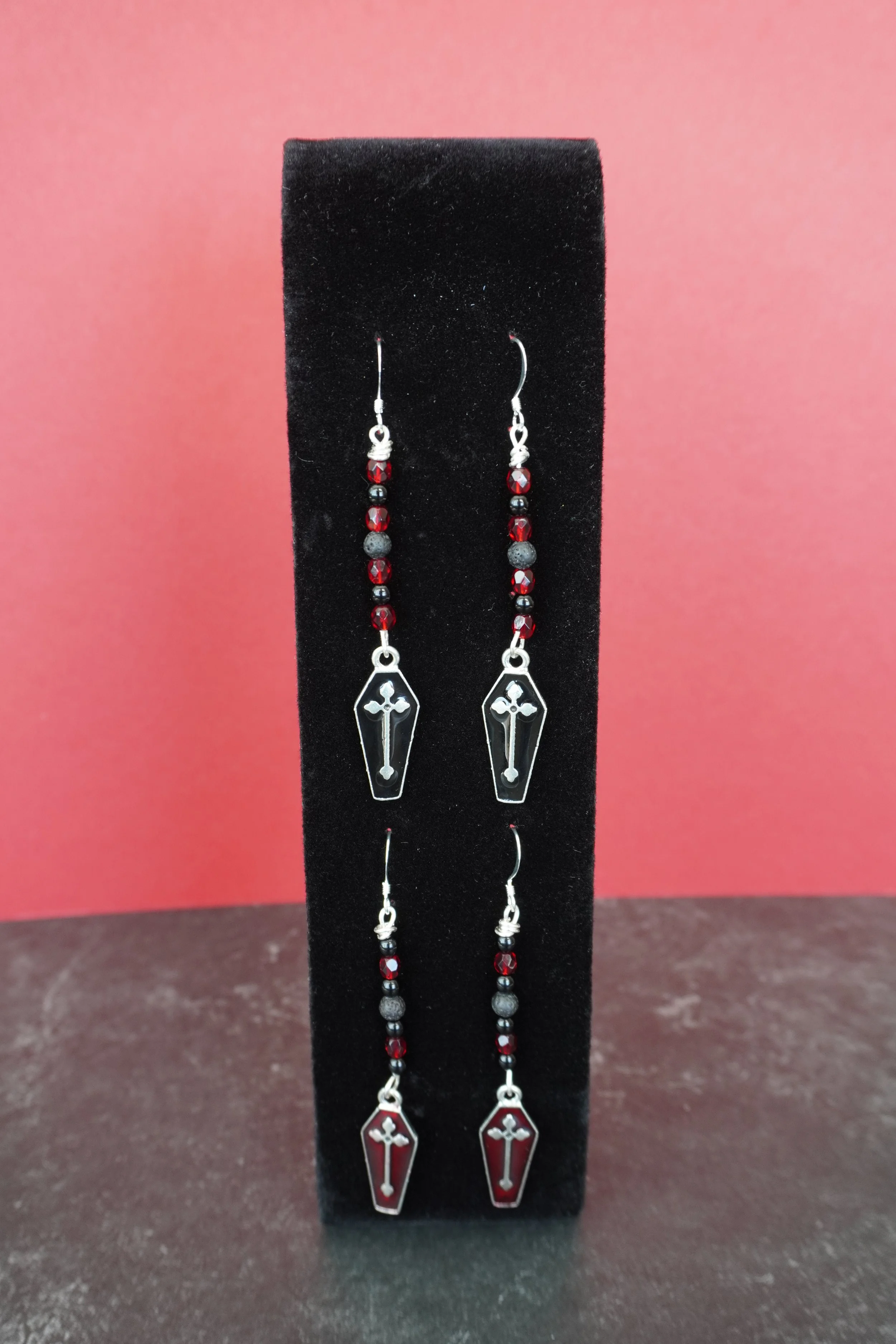 CRIMSON COFFIN EARRINGS