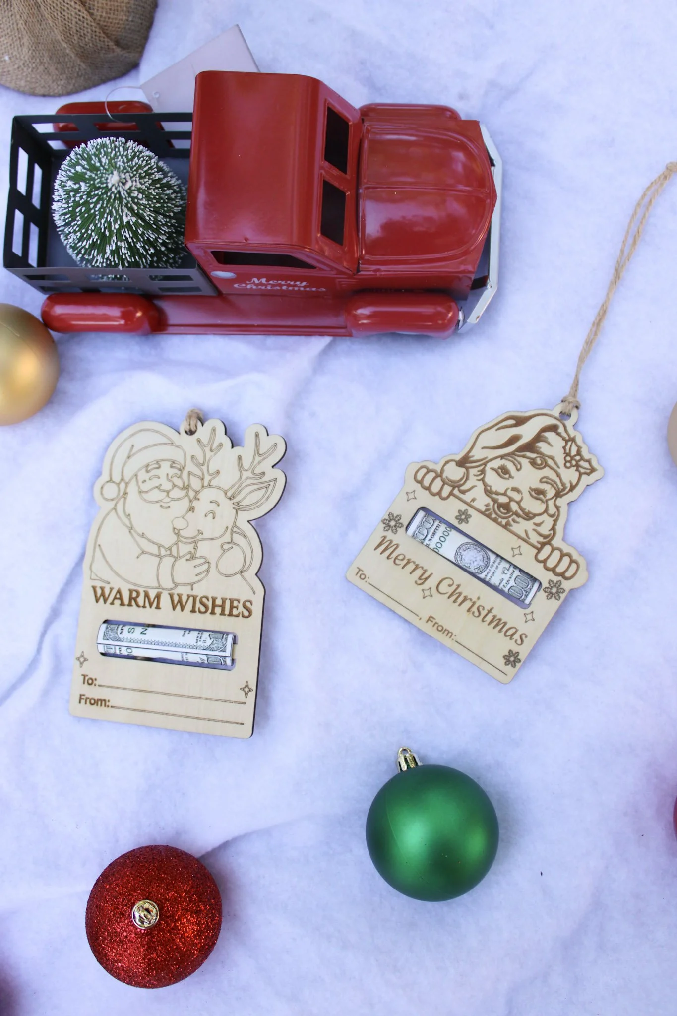 WOODEN MONEY ORNAMENTS