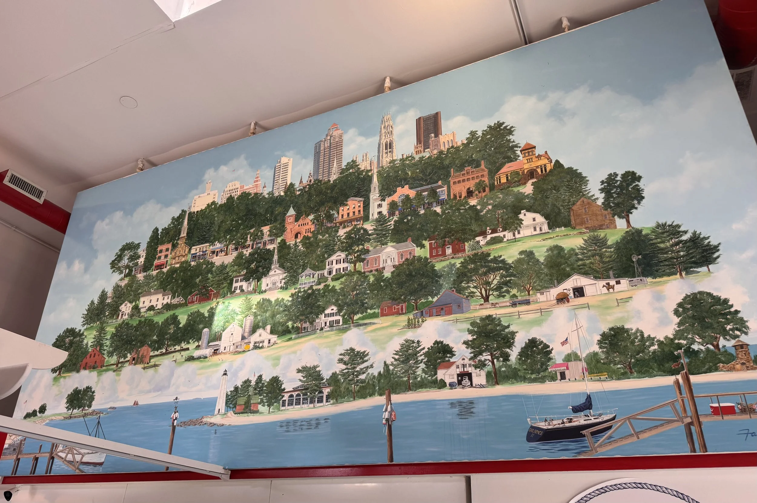 A mural of New Haven County's most notable landmarks.