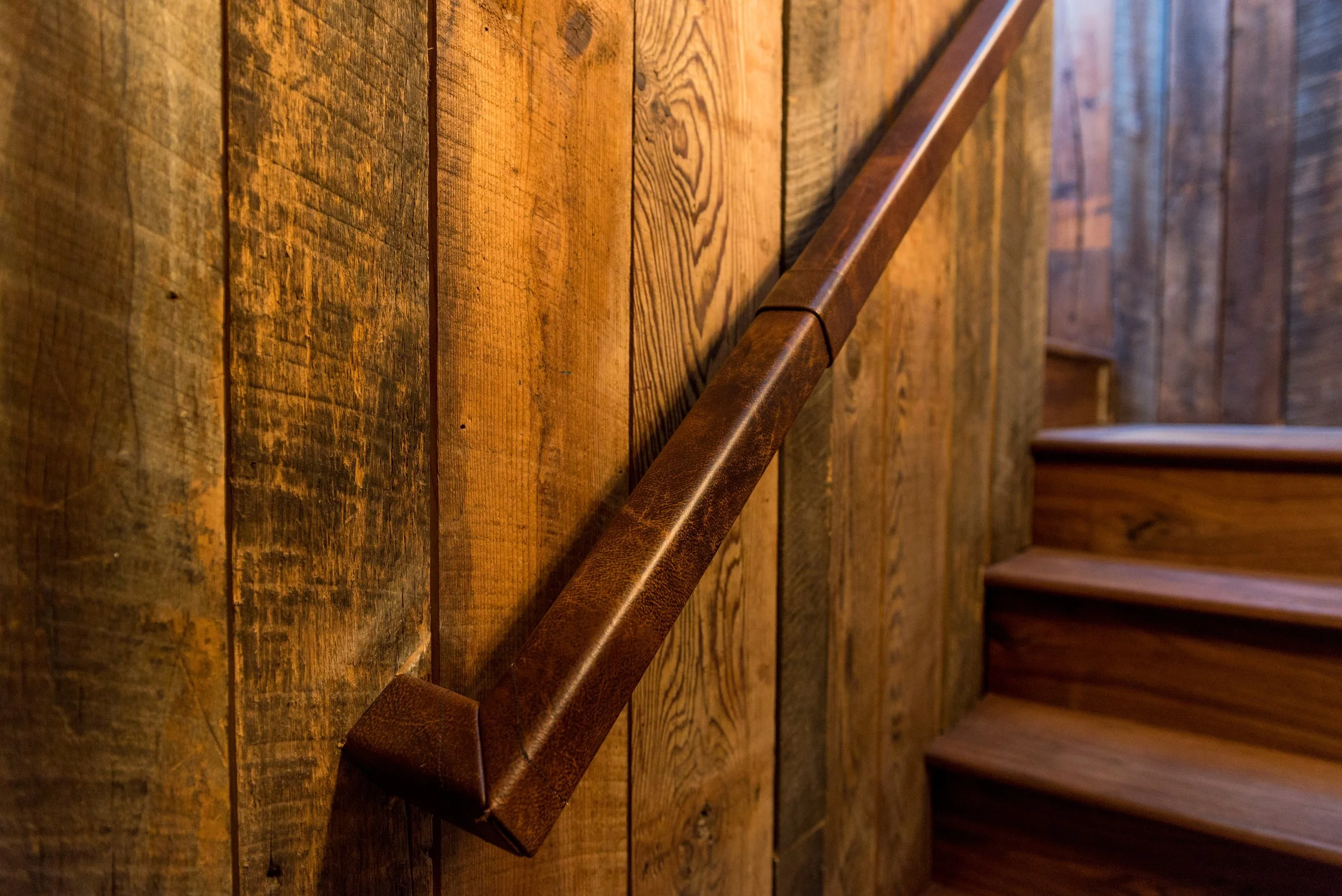 Leather wrapped railing