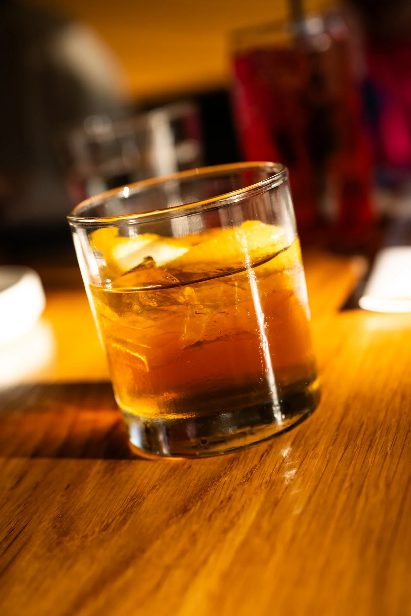A glass of a scotch on the rocks