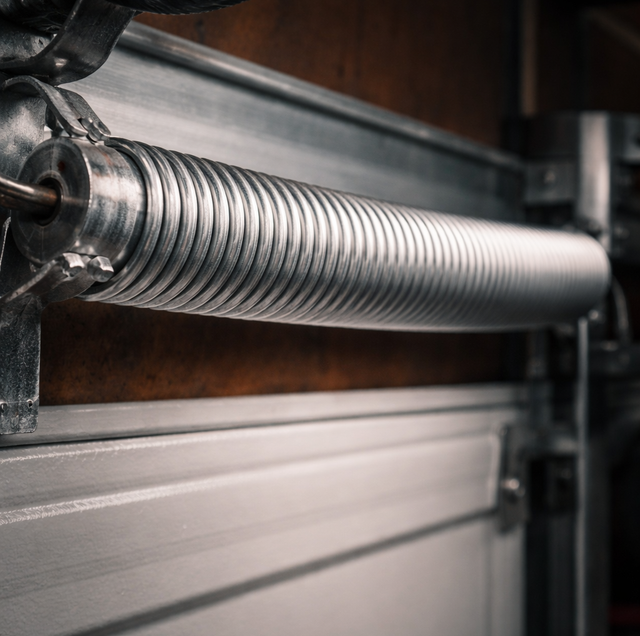 coiled pair of galvanized and oil-tempered garage door springs side by side