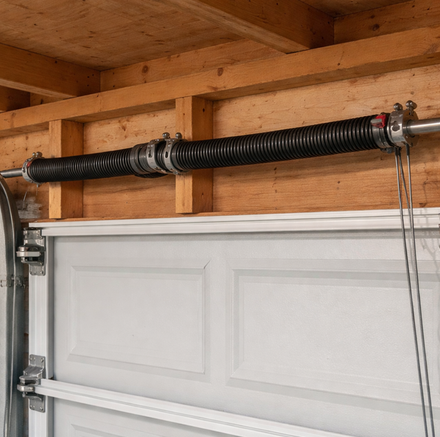 coiled steel torsion spring snapped into two halves