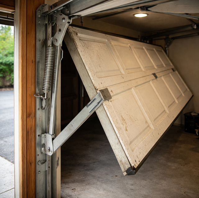 rusty torsion spring on one-piece tilt-up door