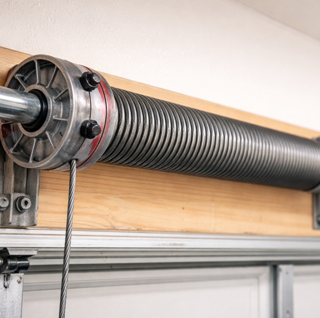 steel torsion tube sagging midspan with worn spring coils