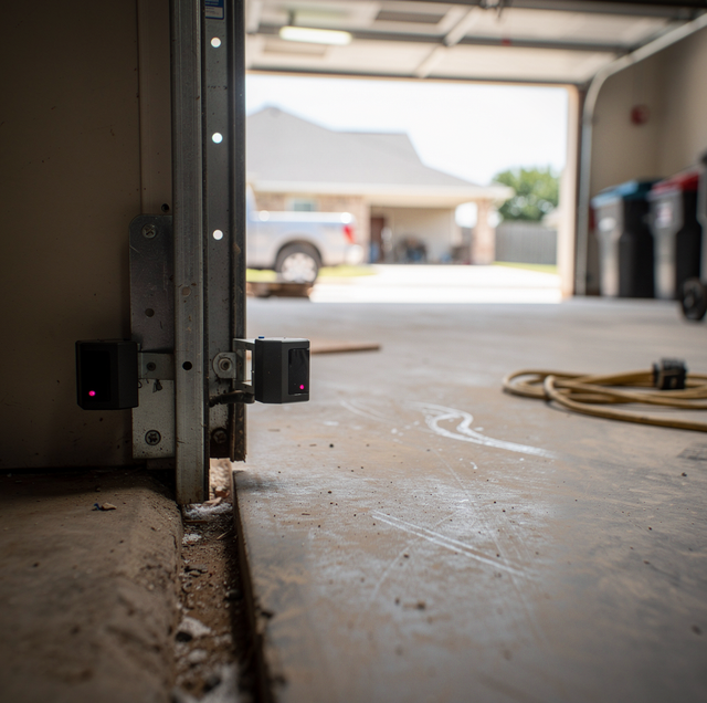 garage door reversing off two-by-four on floor
