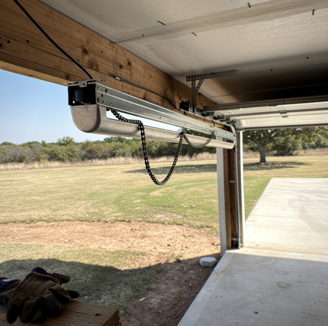 upward curved slack on garage door opener chain