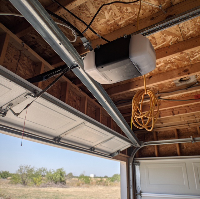 garage door opener motor unit detached from ceiling rail