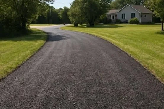 A freshly resurfaced driveway where asphalt millings have been used.