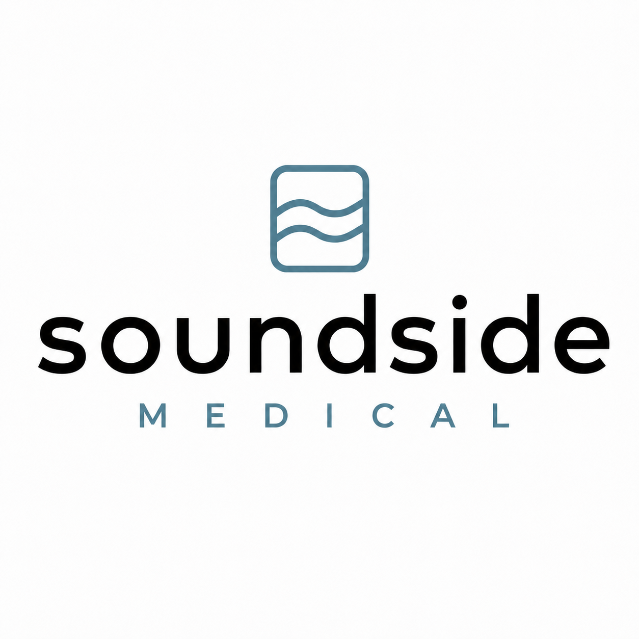 Logo of Soundside Medical featuring a stylized water symbol above the name.