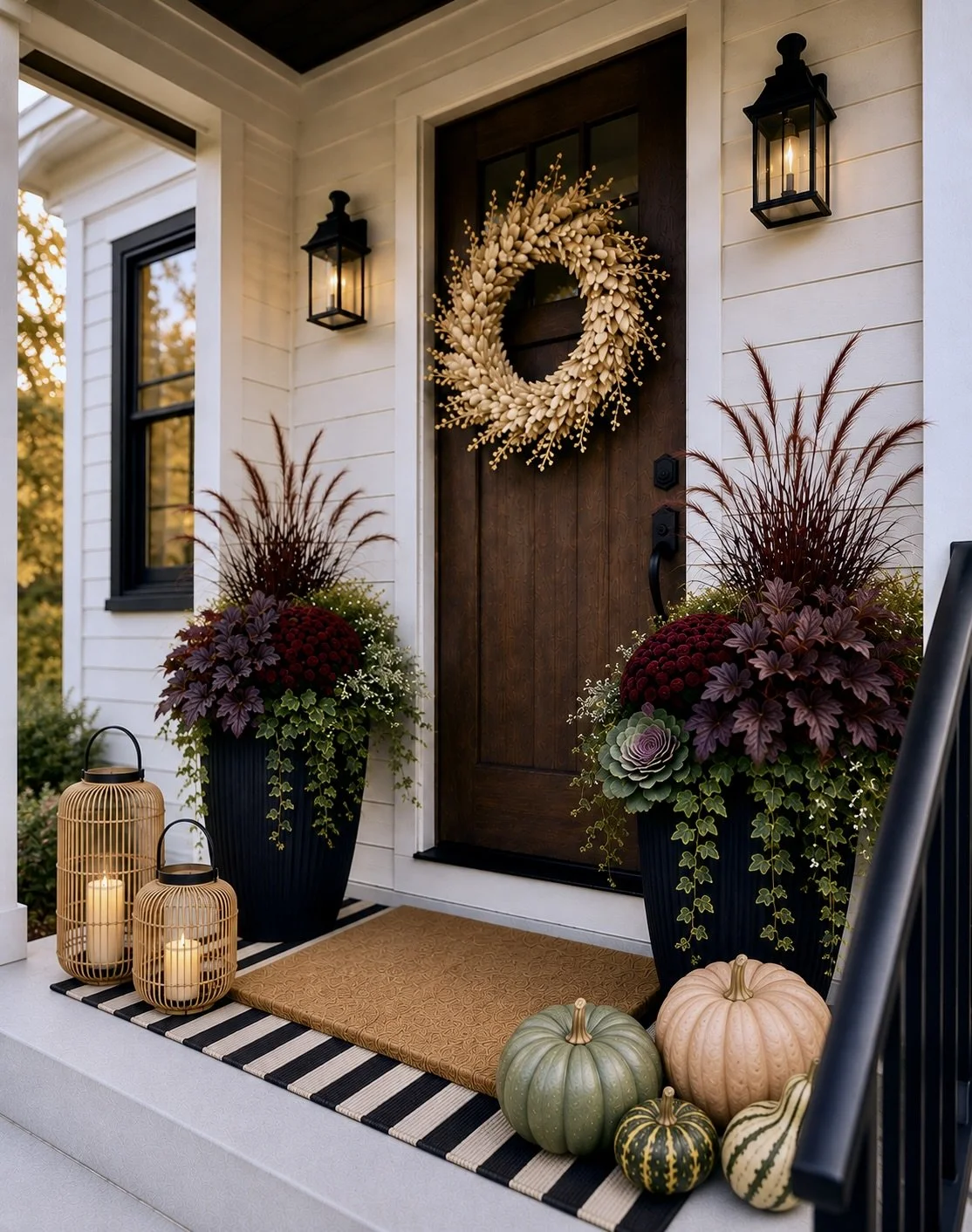 How to Style a Warm &amp; Welcoming Fall Front Porch Without Going Overboard