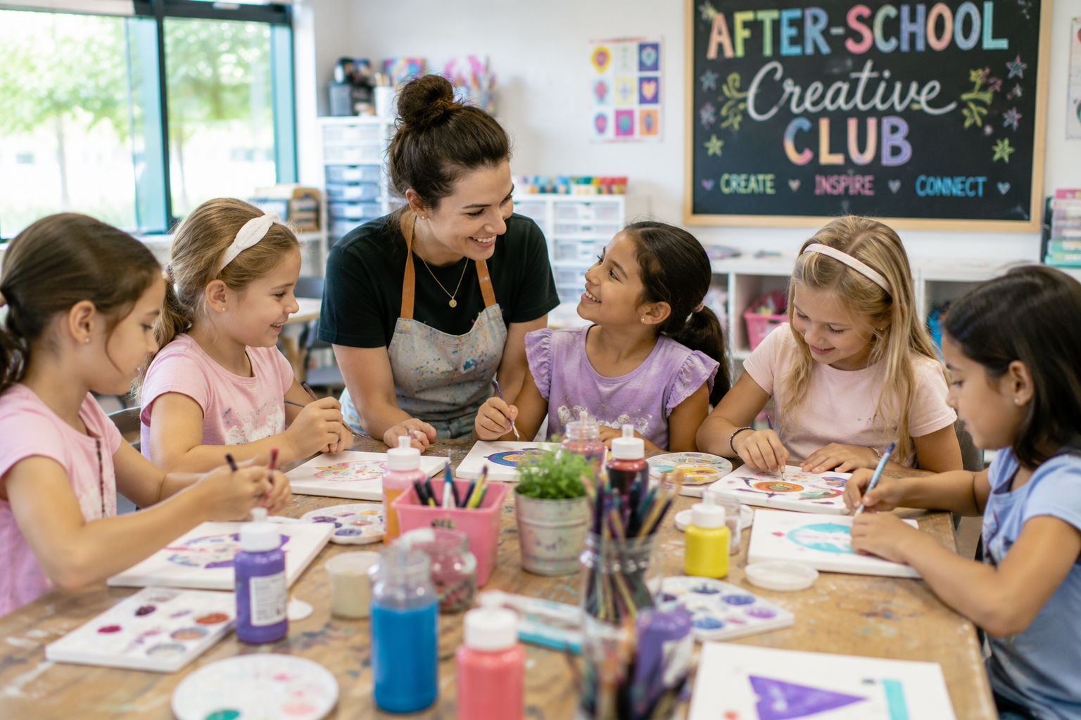 Children participating in a hands-on creative project during a Belivra After-School Creative Club, building confidence, collaboration, and new friendships.