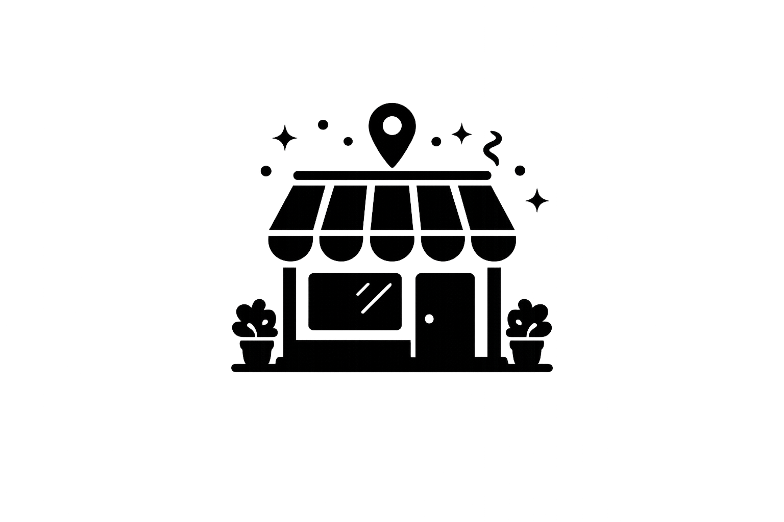 Simple black icon representing local businesses, partnerships, and community collaborations.