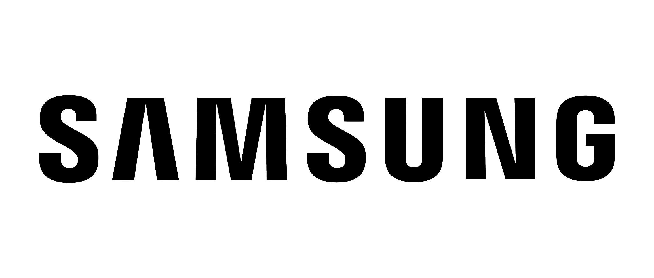 Samsung logo in black and white.