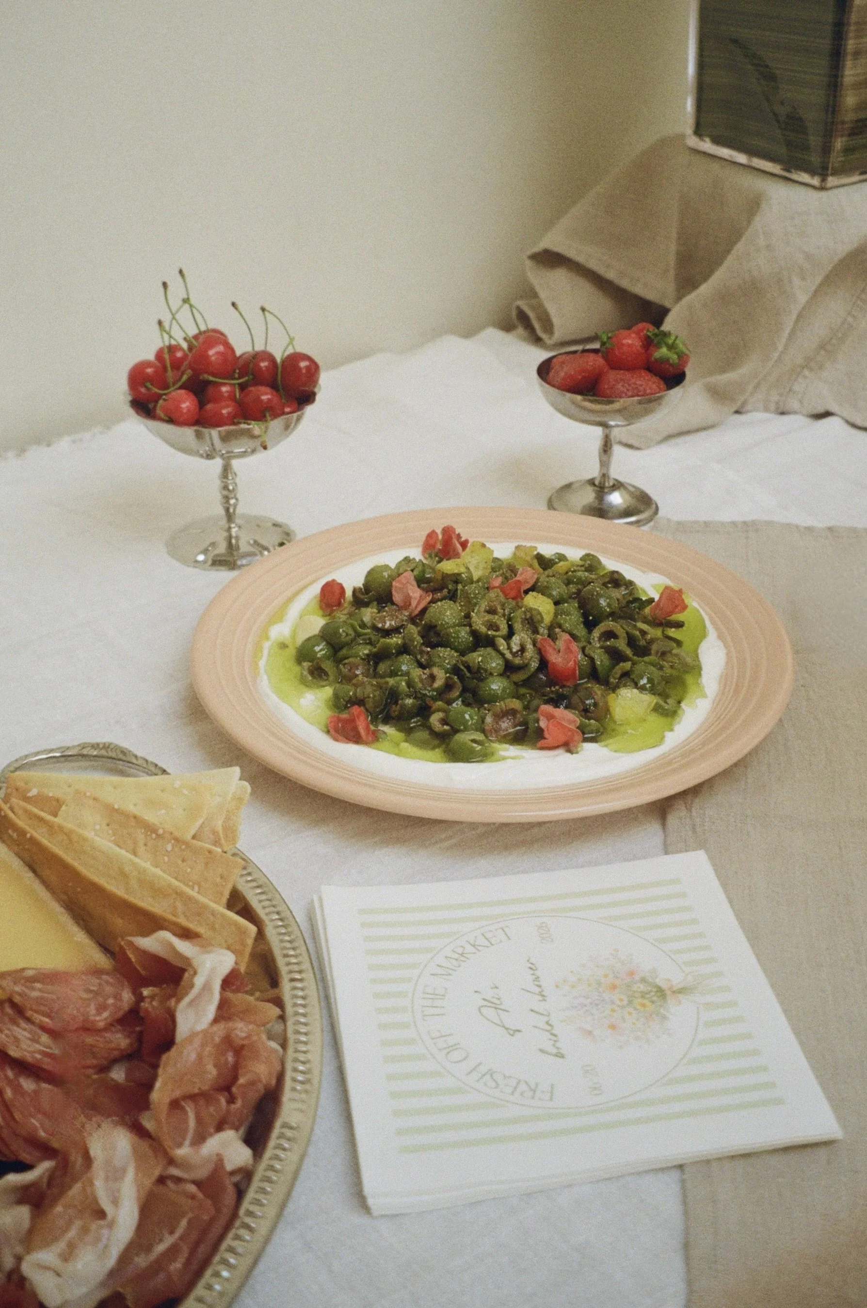 olives, cherries and charcuterie