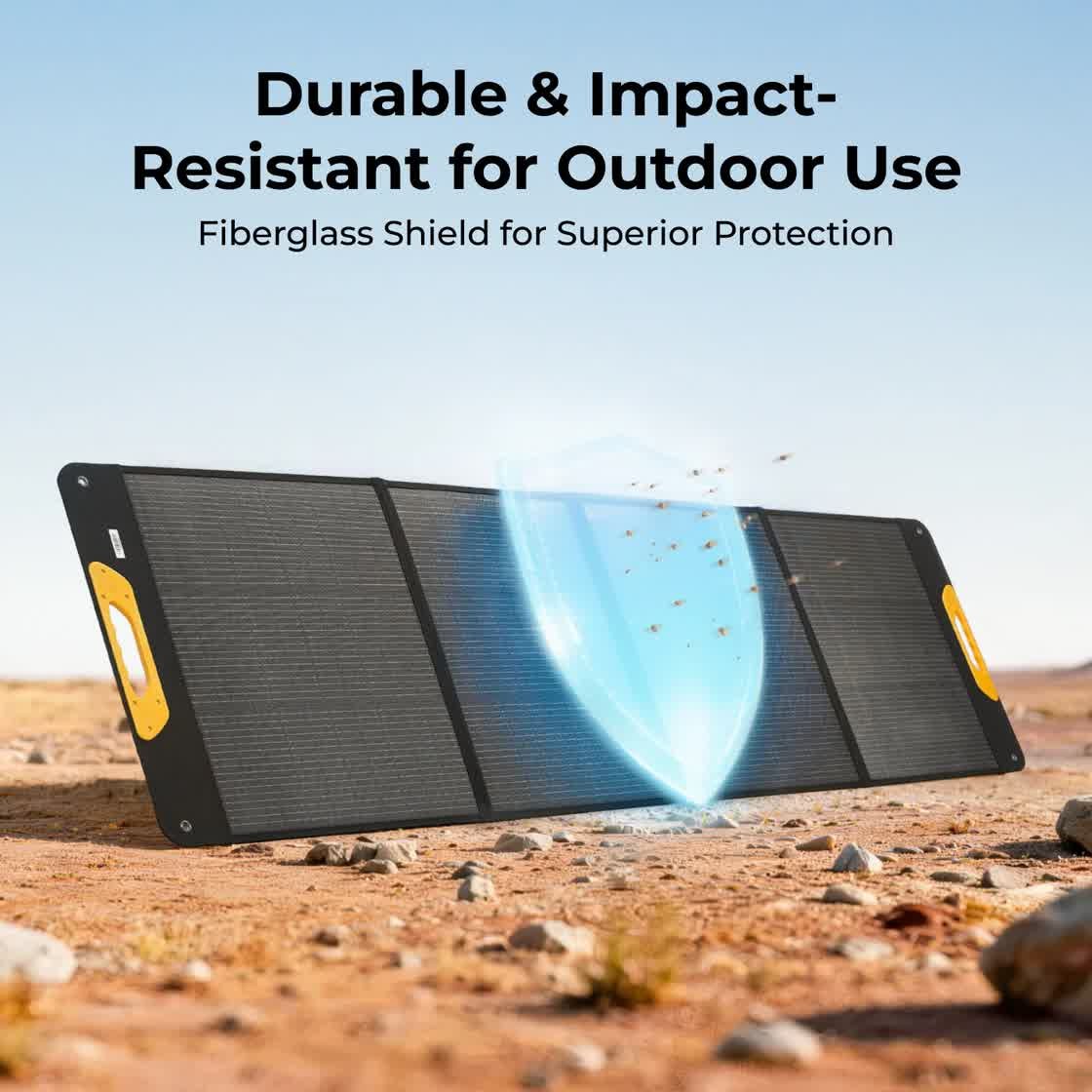 BougeRV 200W foldable panel durable fiberglass shield, impact resistant for outdoor use