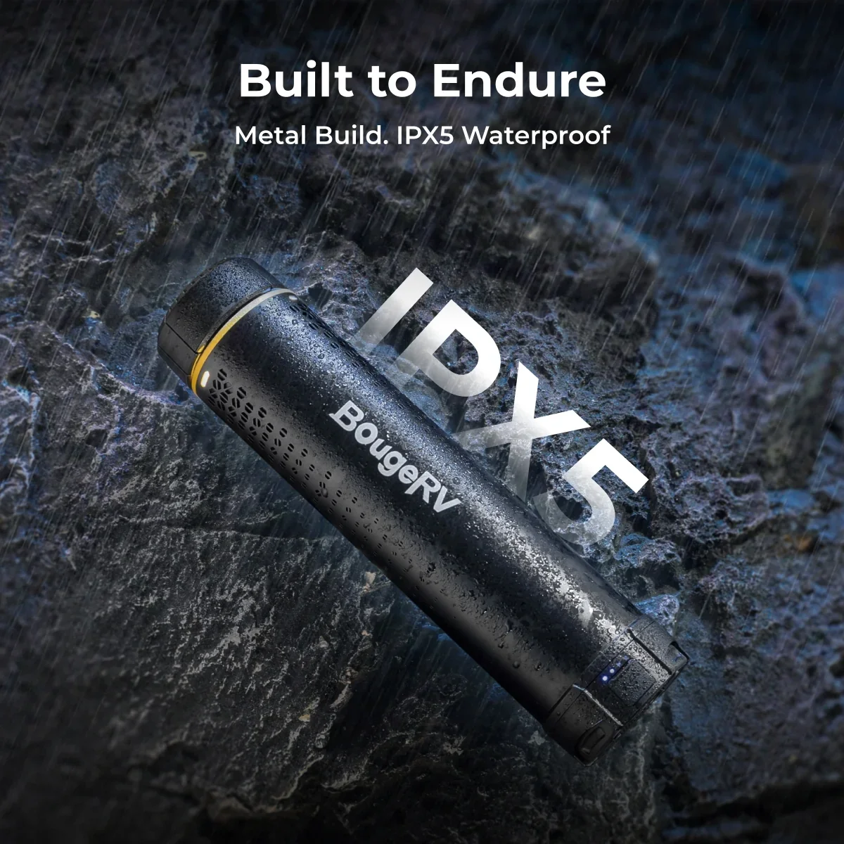 BougeRV T1 lantern metal build with IPX5 waterproof rating