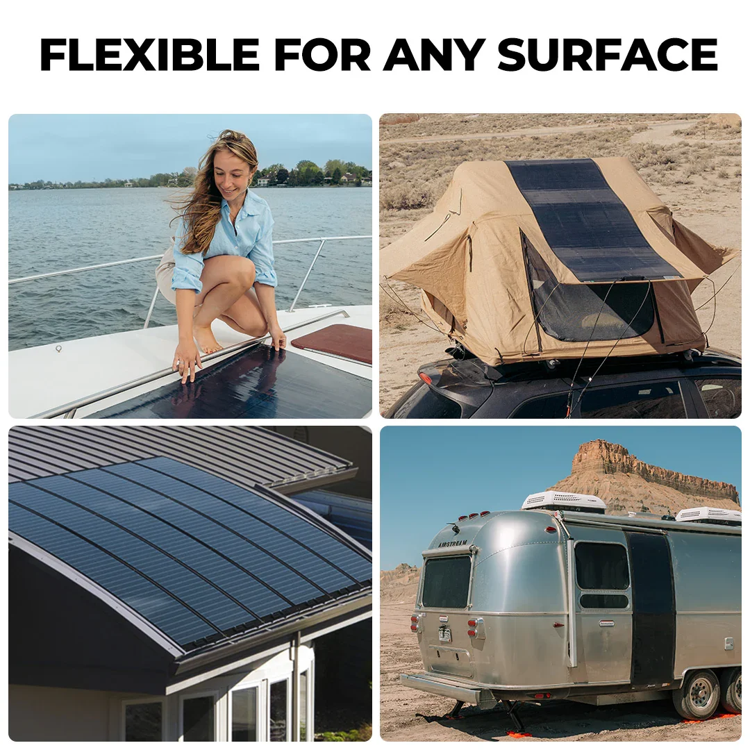 BougeRV Yuma 100W panel flexible for any surface - boat deck, rooftop tent, RV roof, Airstream trailer