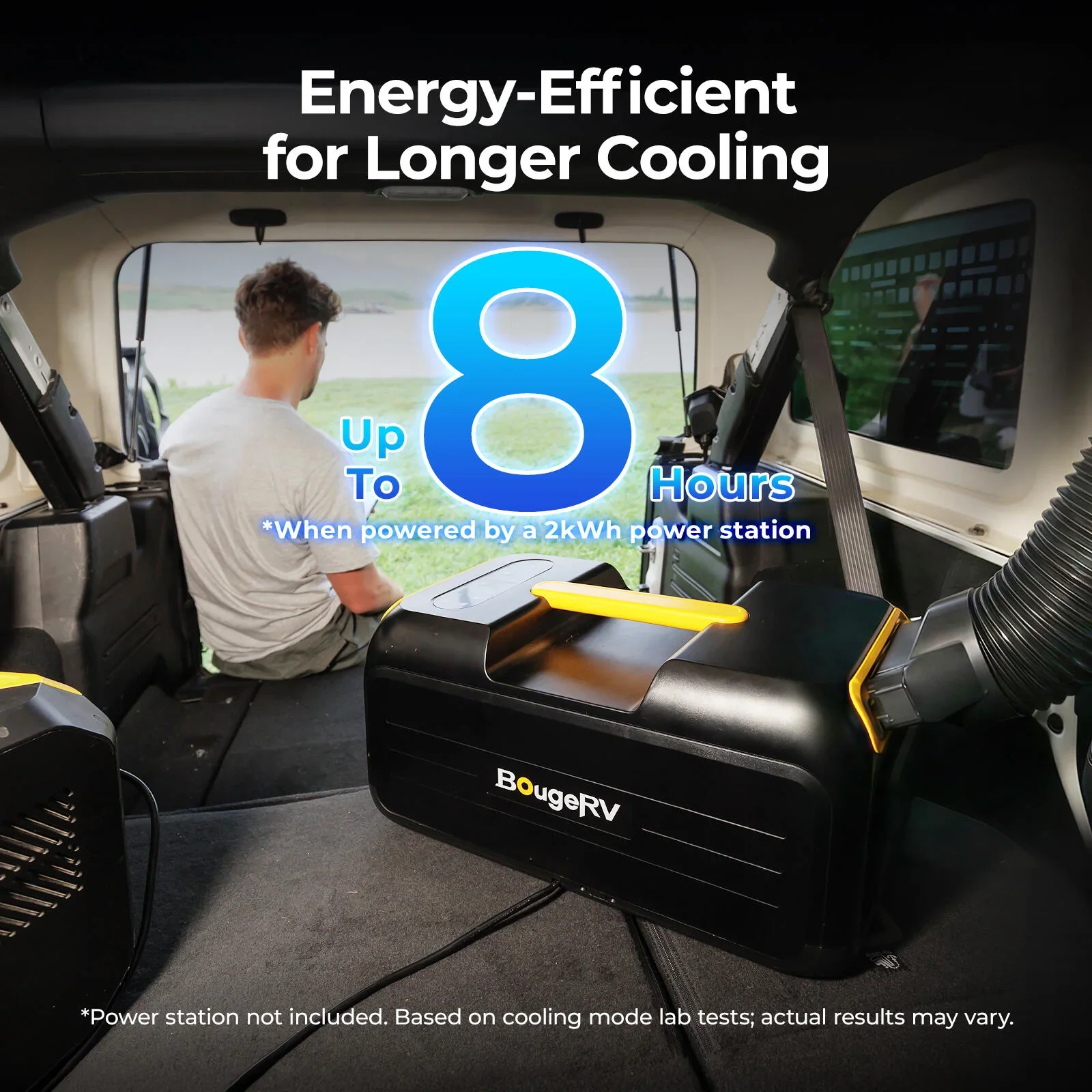 BougeRV PC35 air conditioner energy-efficient cooling for up to 8 hours
