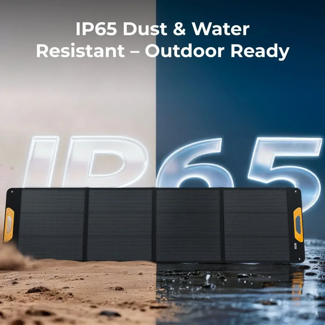 BougeRV 200W foldable panel IP65 dust and water resistant, outdoor ready