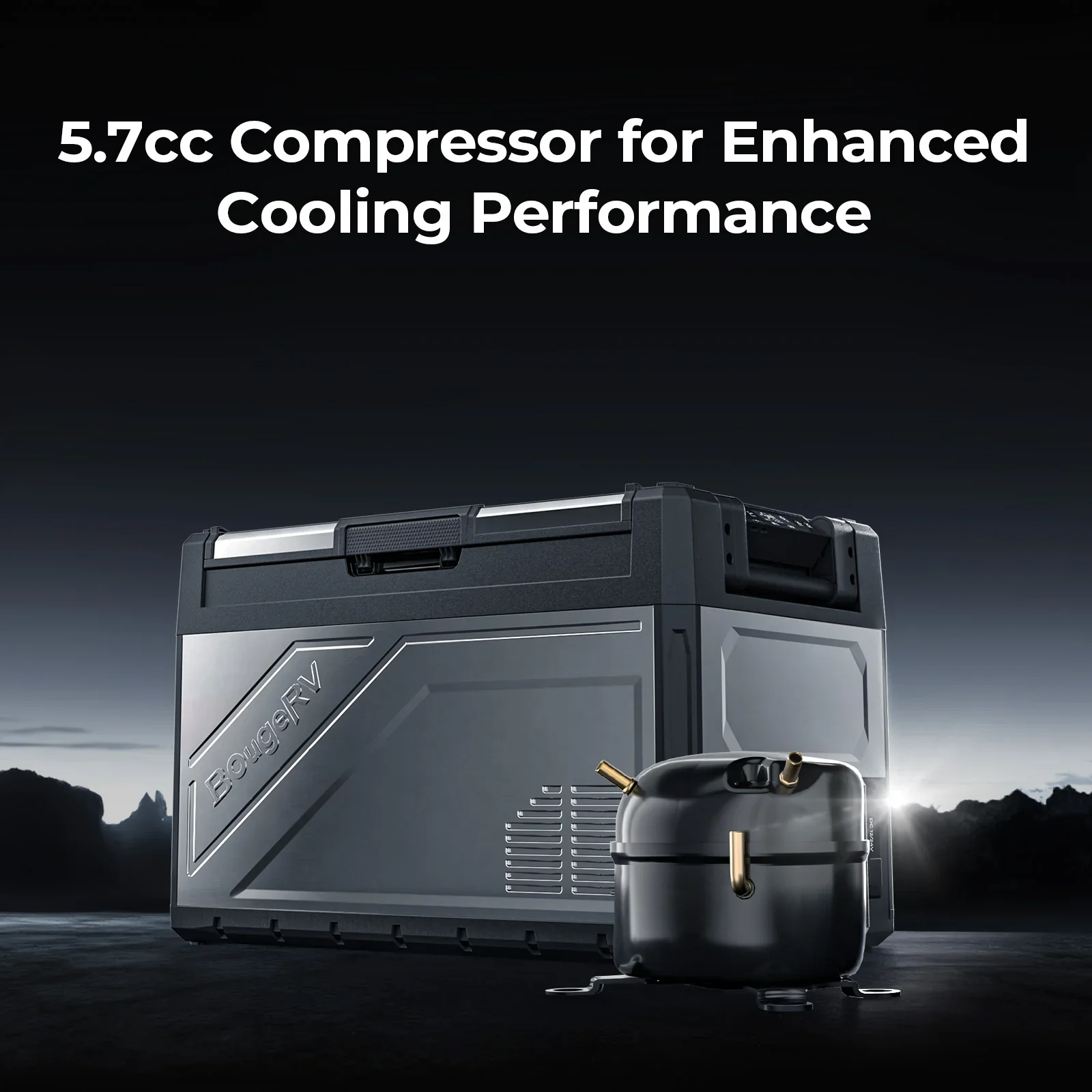 BougeRV Rocky 52L fridge with 5.7cc compressor for enhanced cooling performance