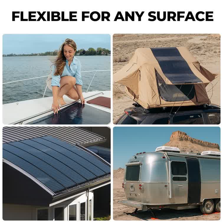 BougeRV Yuma 200W panel flexible for any surface - boat deck, rooftop tent, RV roof, Airstream trailer