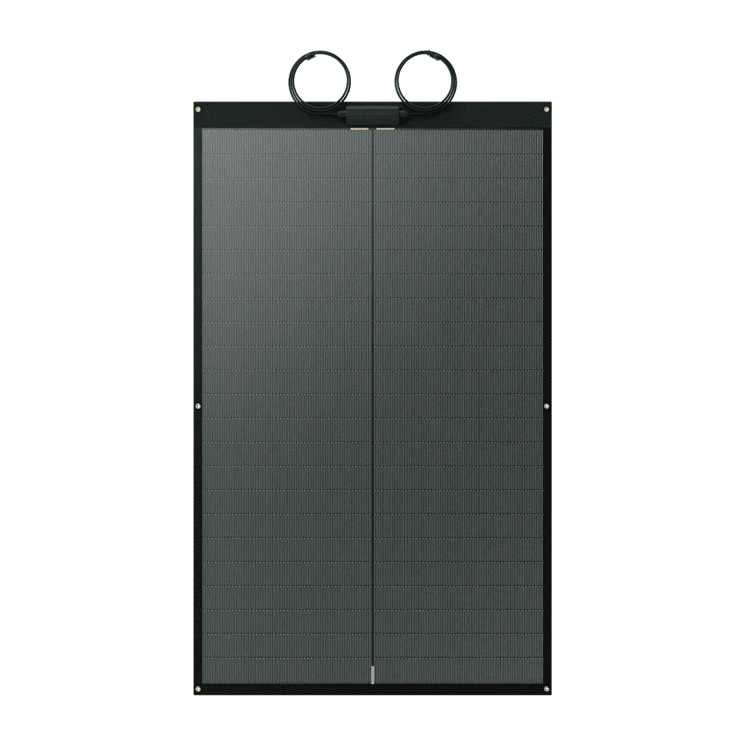 BougeRV Yuma 100W panel flat, front view showing pre-drilled mounting holes