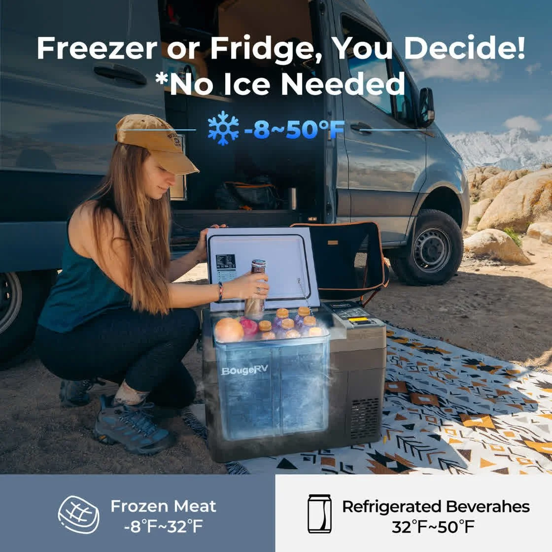 BougeRV CRPRO30 fridge freezer switching between -8°C and 10°C
