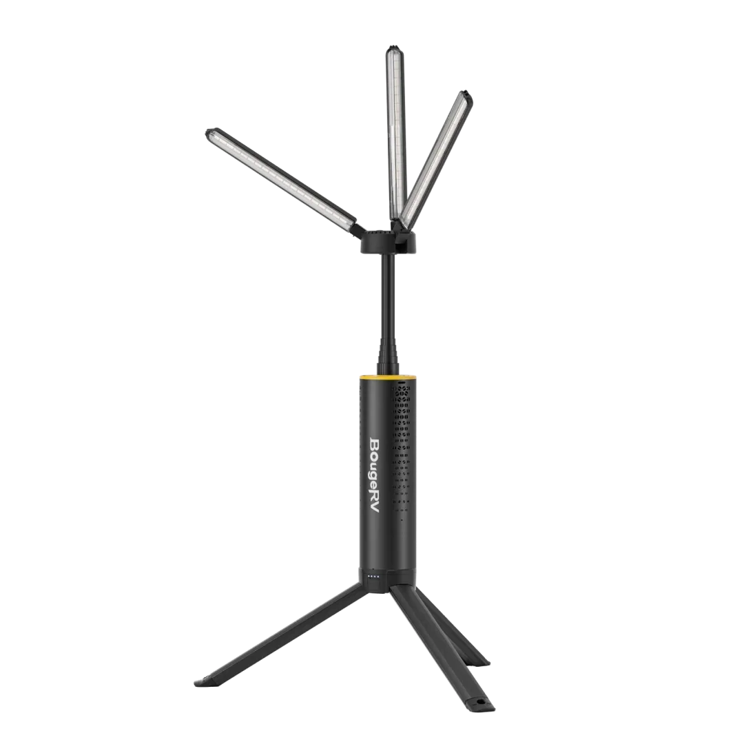 BougeRV T1 lantern on tripod at working height