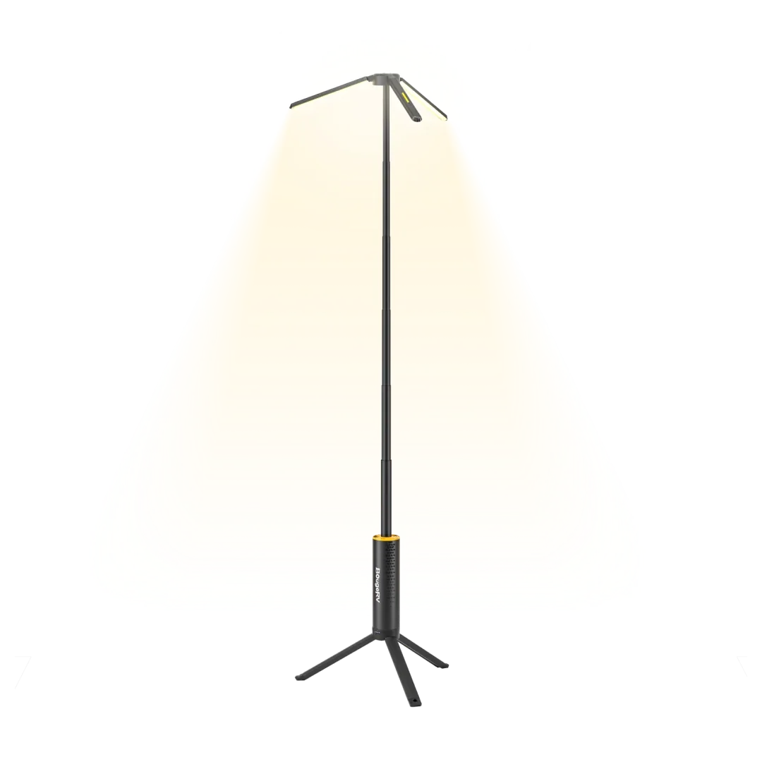 BougeRV T1 lantern fully extended on telescopic pole