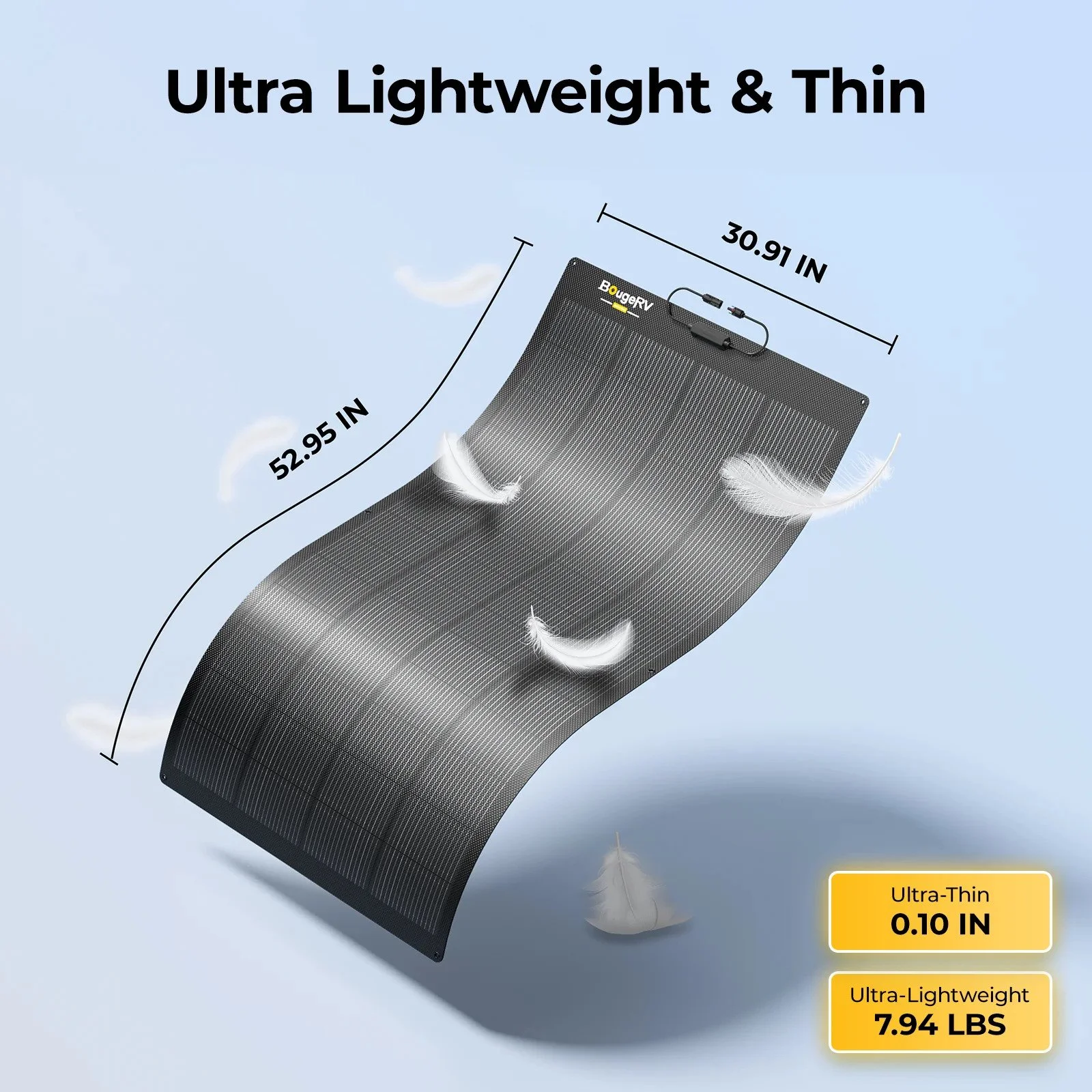 BougeRV Arch Pro panel ultra lightweight and thin at 0.10 inches and 7.94 lbs