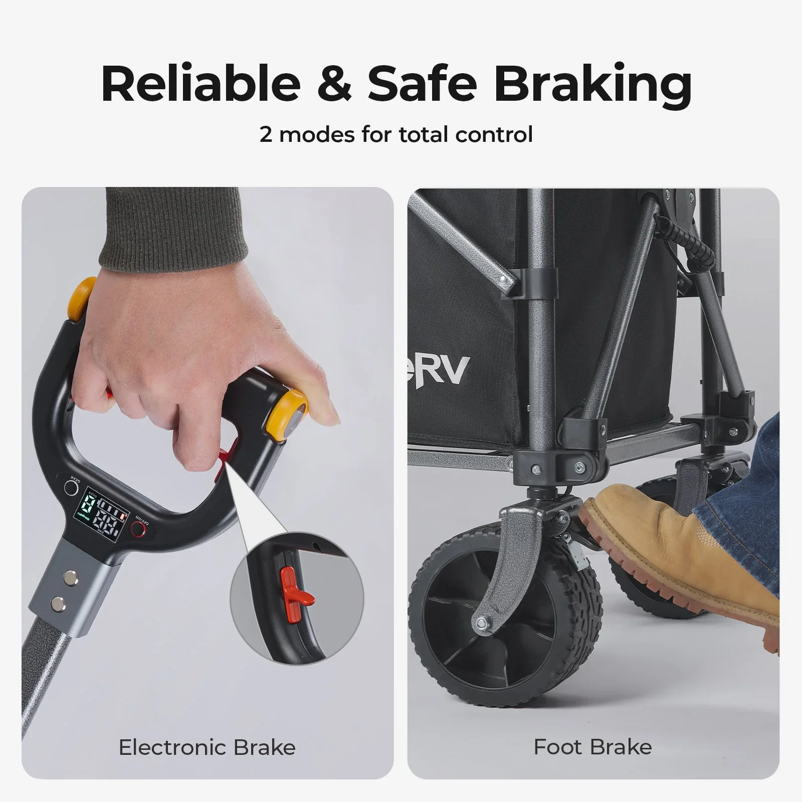 BougeRV eWagon reliable braking with electronic and foot brake modes