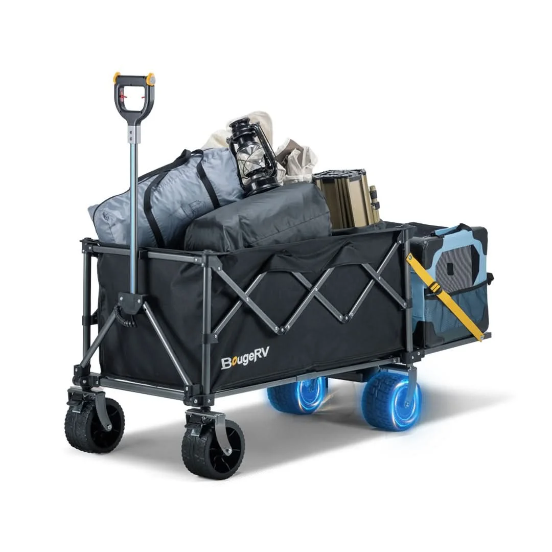 BougeRV eWagon folded and loaded with gear, ready to tow