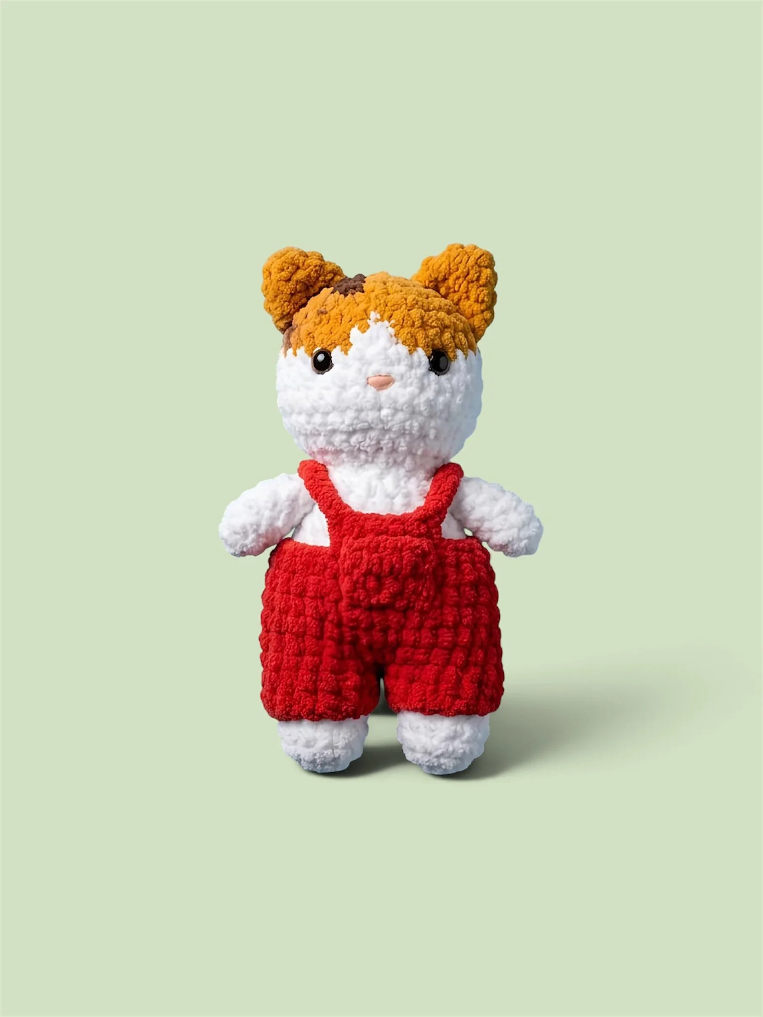 Charming Plush Cat with Overalls