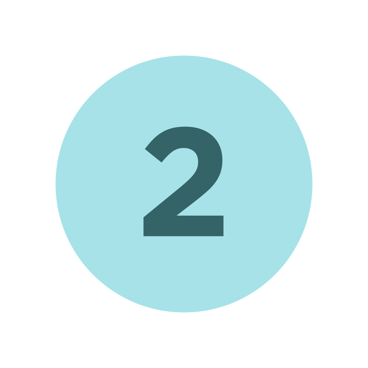 A blue circle with a large dark gray number two in the center.