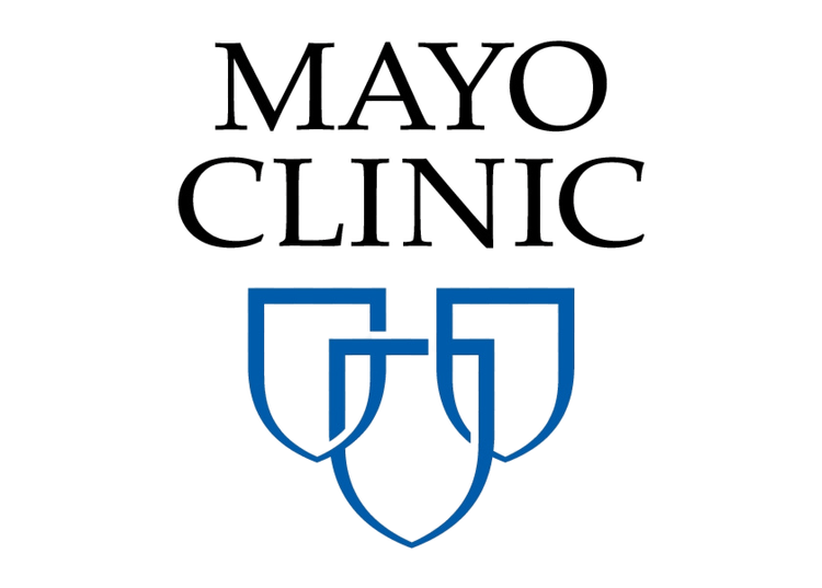 Mayo Clinic logo with stylized blue shield and text above