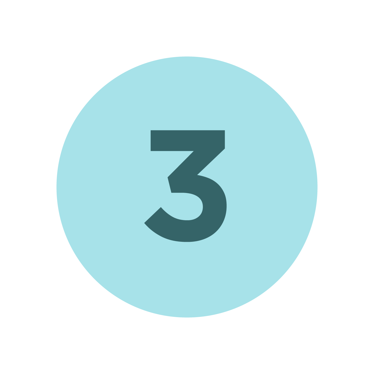Number three displayed in a large font inside a light blue circle, with additional black circle and red text reading 'Third Place' above it.