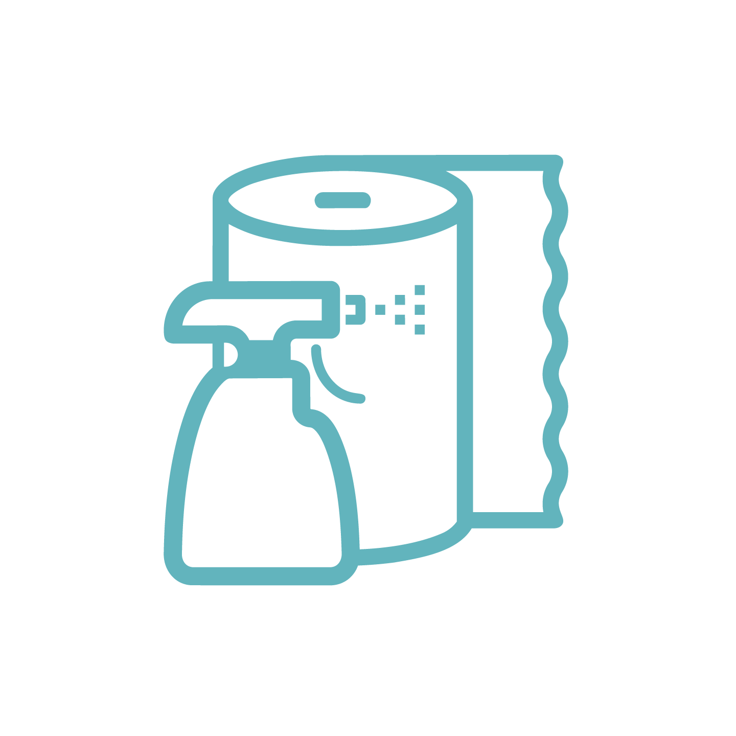 Outline of a soda can with a spray nozzle attached, connected to a bag of chips.