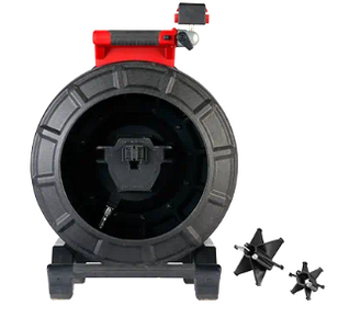Milwaukee 0120 pipeline inspection reel with 7/8" cable and self-leveling HD camera head.
