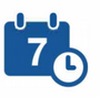 Calendar and clock icon representing flexible payment scheduling convenience in equipment leasing.