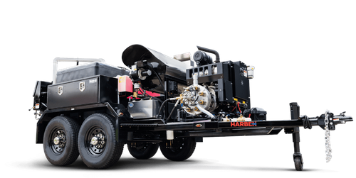 Harben ET180 Hot Water Trailer Jetter capable of heating water up to 140°F for grease, thawing, and sanitation jobs.