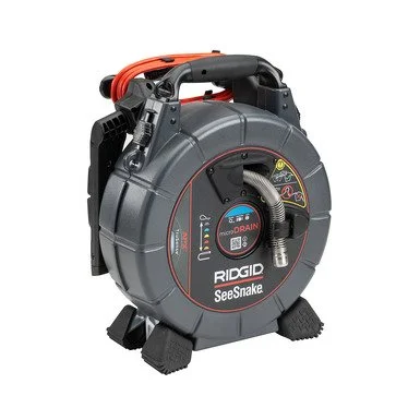 RIDGID SeeSnake microDrain APX Inspection Camera with TruSense technology, designed for small pipes and conduits with tight turns.