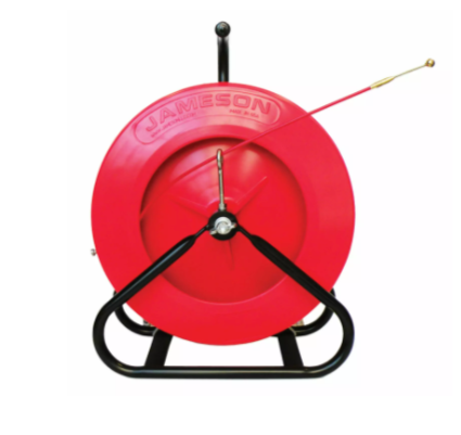 Jameson Mini-Duct Hunter reel holding a 1/8 inch traceable fiberglass rodder.