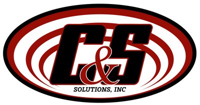 C&S Solutions, Inc. logo featuring bold red and black lettering inside an oval emblem.